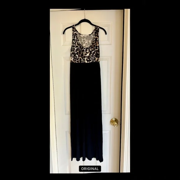 Coco | Dresses | Coco Brand Maxi Dress Black And Leopard | Poshmark